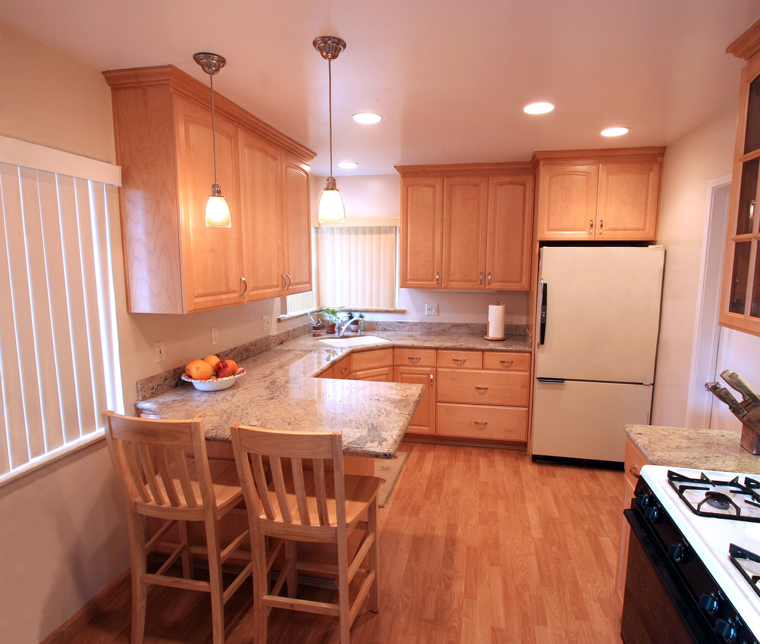 Small custom kitchen built with maple for a Mountain View, CA client.