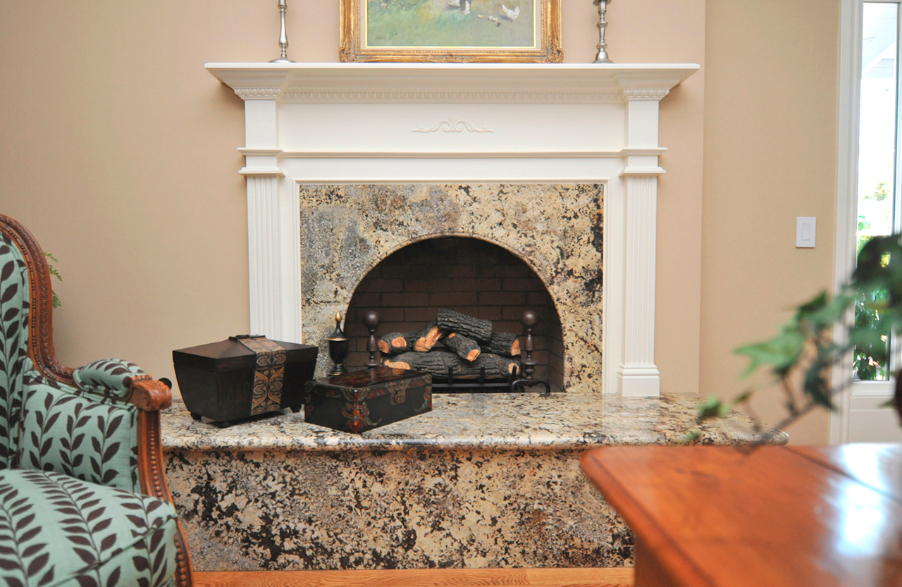 Traditional fireplace with granite facial piece and hearth , San Francisco CA